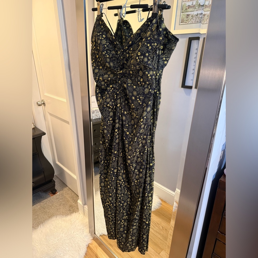 Sandro PARIS Black and Gold Floral Maxi Dress. Size 10 - Picture 3 of 10